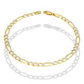 LPEPC003 Pulsera para Caballero Oro Sólido 10K Mod Fígaro 3x1 Diamantada 4 mm x 22 cm 4287314928