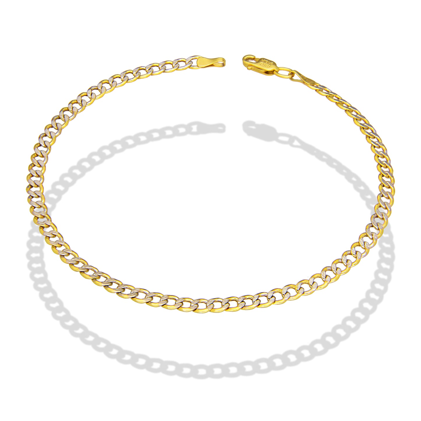 LPEPC006 Pulsera para Caballero Oro Sólido 10K Mod Fígaro 1x0 Diamantada Súper Ligera 3.5 mm x 21 cm 4287470846