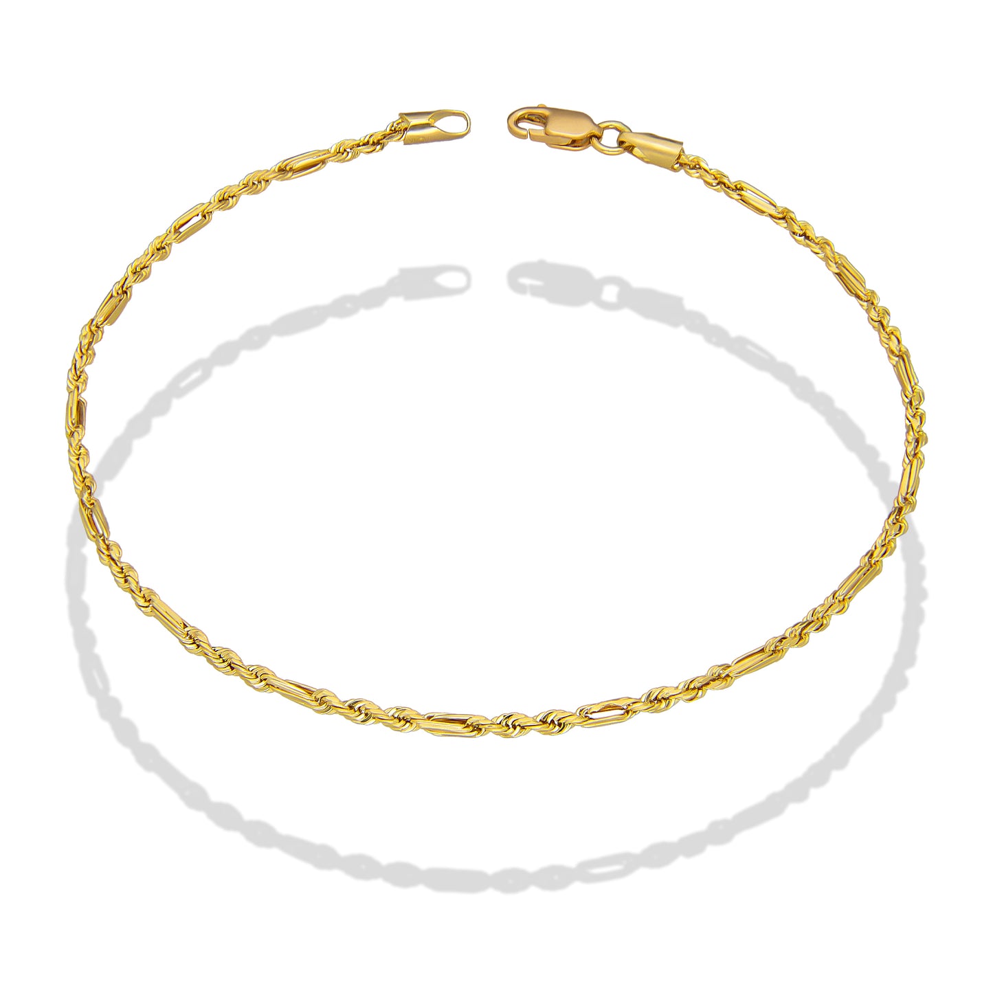 LPEPC007 Pulsera para Caballero Oro Sólido 10K Mod Torsal Fígaro Súper Ligera 2 mm x 20 cm 4286630488