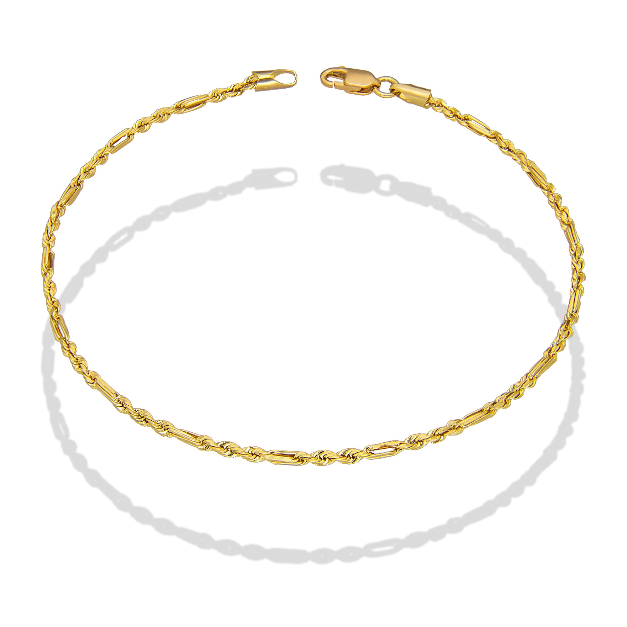 LPEPC007 Pulsera para Caballero Oro Sólido 10K Mod Torsal Fígaro Súper Ligera 2 mm x 20 cm 4286630488