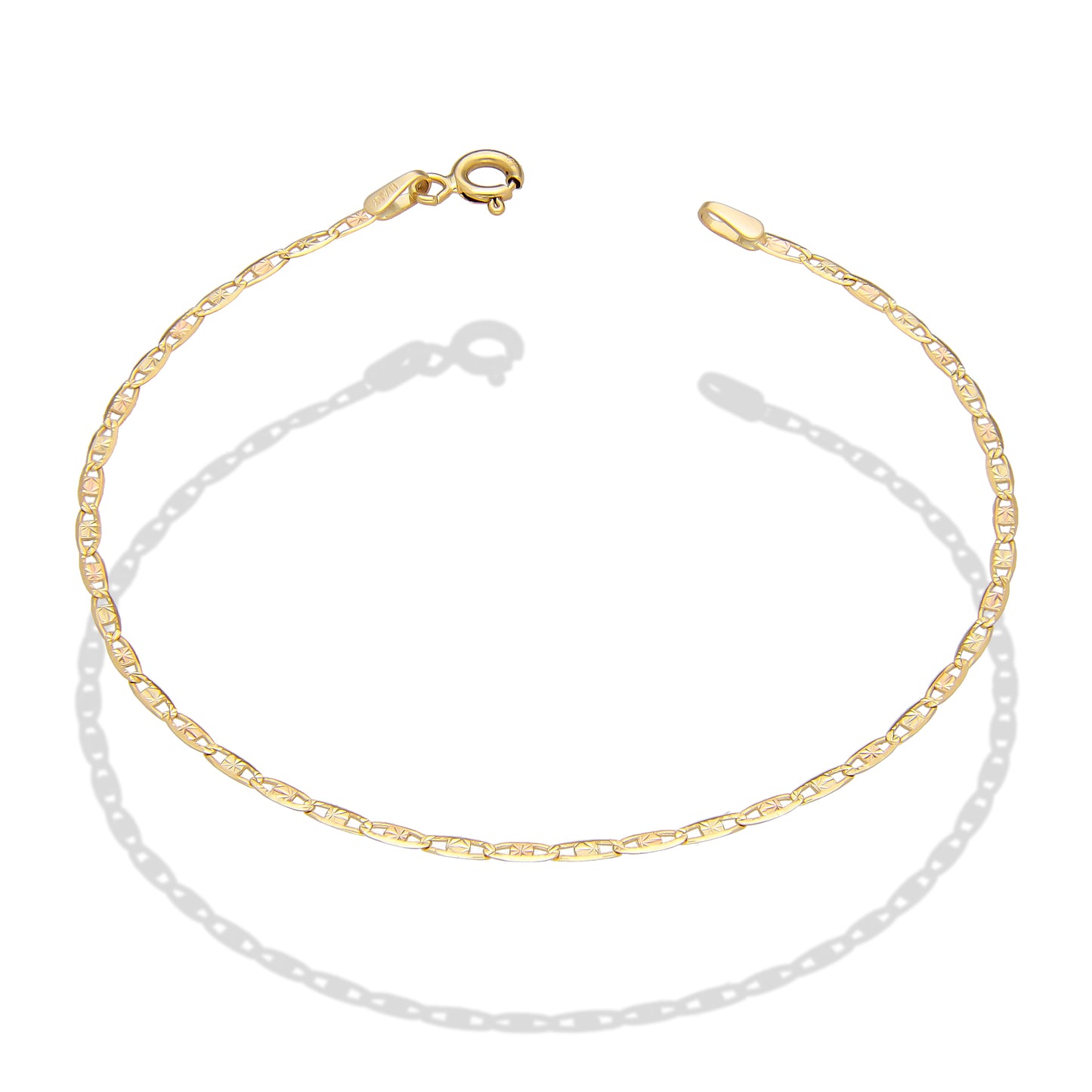 LPEPD001 Pulsera para Dama Oro Sólido 10K Mod Ancla Diamantada Florentino 1.5 mm x 18 cm 2531143989