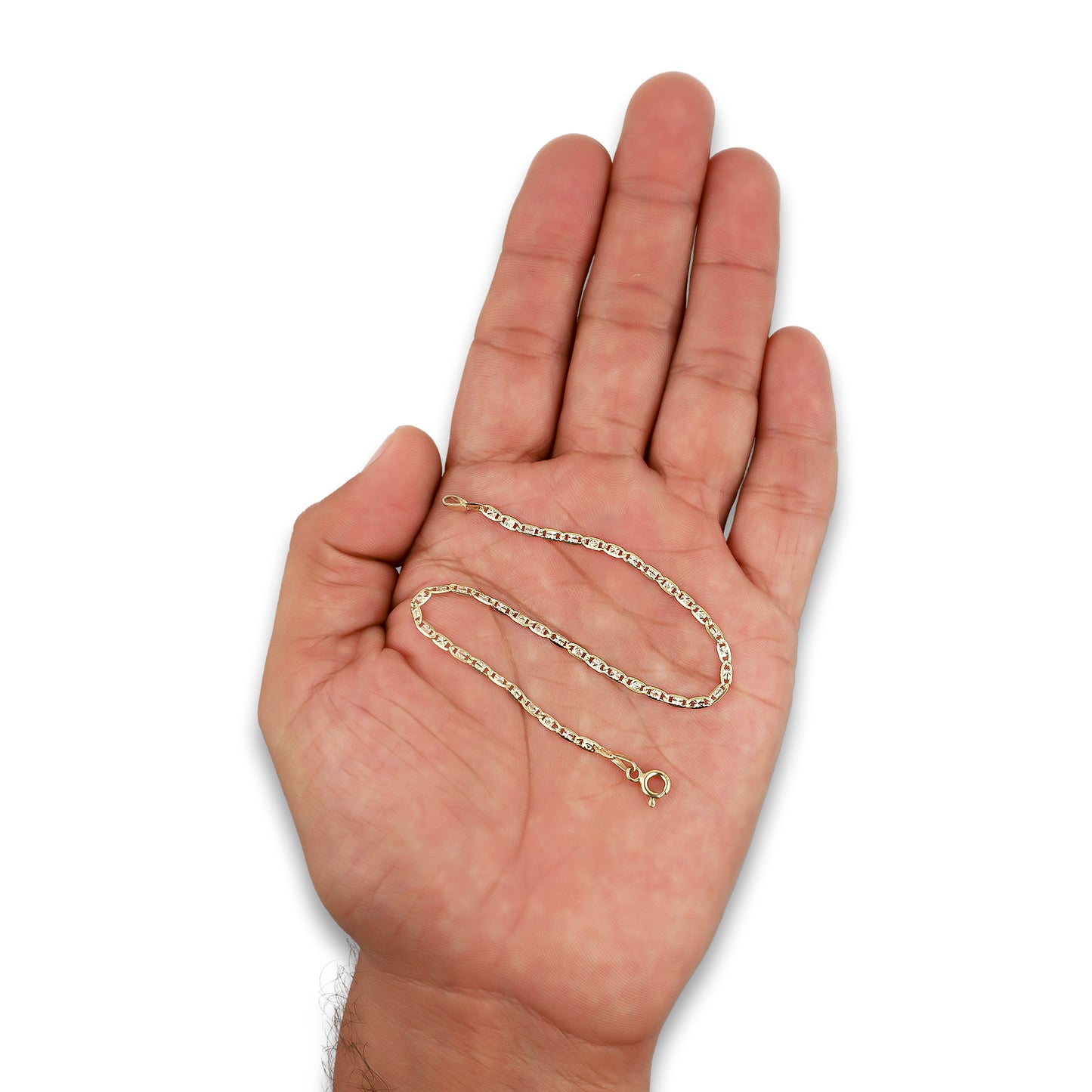 LPEPD002 Pulsera para Dama Oro Sólido 10K Mod Ancla Diamantada Florentino 2 mm x 18.5 cm 2531192873