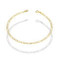LPEPD003 Pulsera para Dama Oro Sólido 10K Mod Fígaro 3x1 Diamantada 2 mm x 18 cm 4287289196