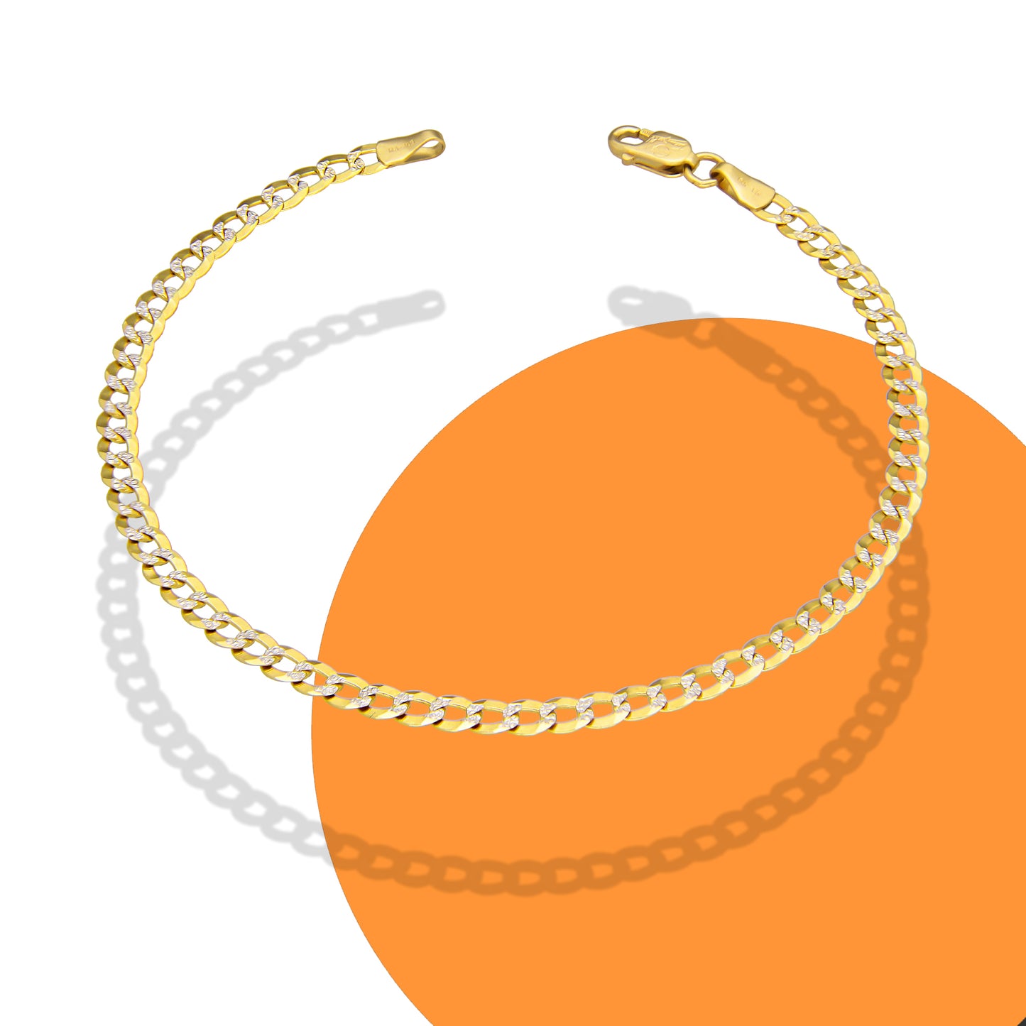 LPEPD004 Pulsera para Dama Oro Sólido 10K Mod Cubana Americana Diamantada 3 mm x 18 cm 4287925140