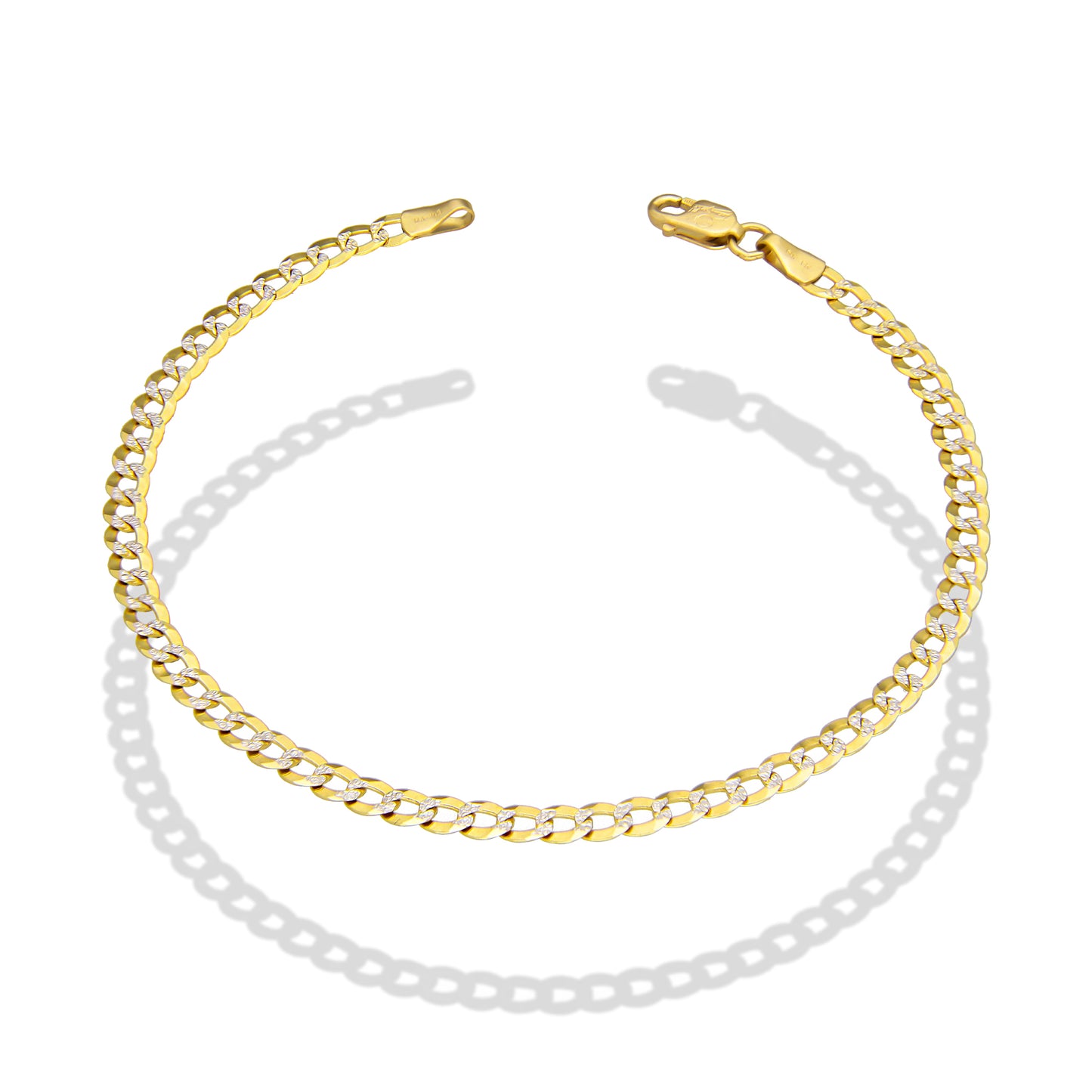 LPEPD004 Pulsera para Dama Oro Sólido 10K Mod Cubana Americana Diamantada 3 mm x 18 cm 4287925140