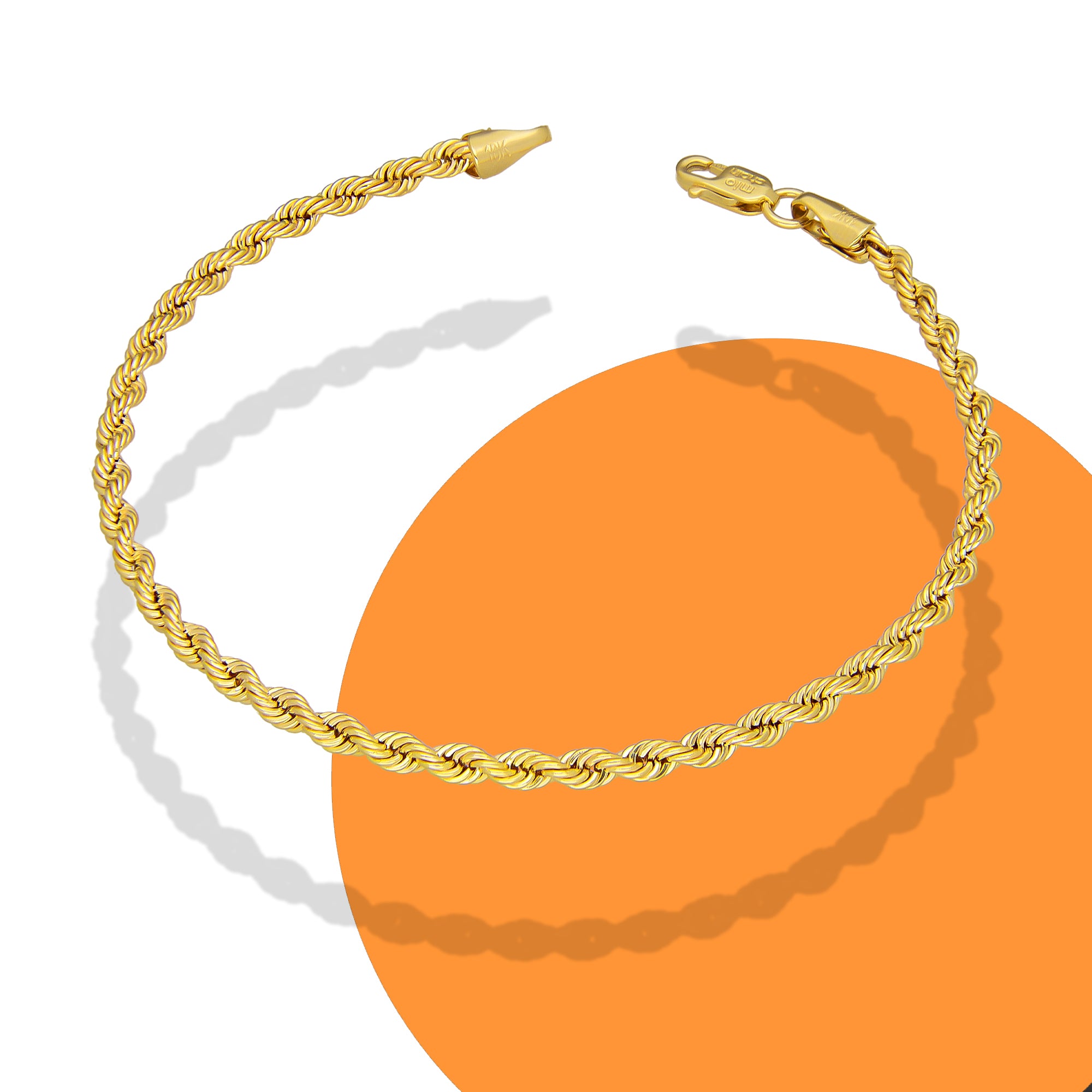 LPEPD005 Pulsera para Dama Oro Sólido 10K Mod Torsal Lisa Súper Ligera 3 mm x 18 cm 4287535642