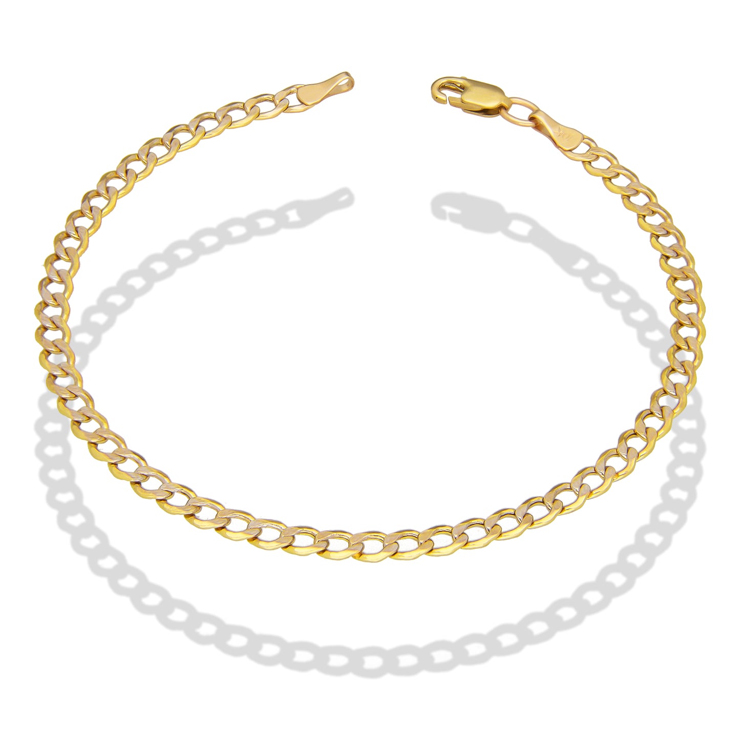 LPEPD008 Pulsera para Dama Oro Sólido 10K Mod Fígaro 1x0 Diamantada Súper Ligera 3.5 mm x 18 cm 4287289192