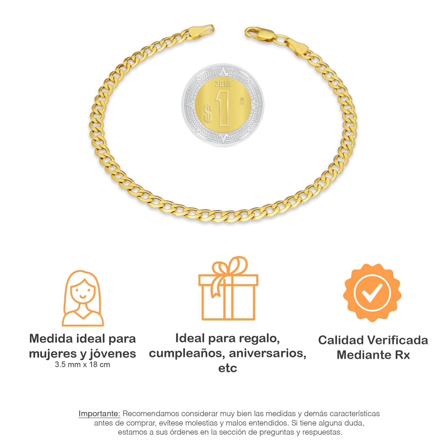 LPEPD009 Pulsera para Dama Oro Sólido 10K Mod Fígaro 1x0 Lisa Súper Ligera 3.5 mm x 18 cm 4287237296