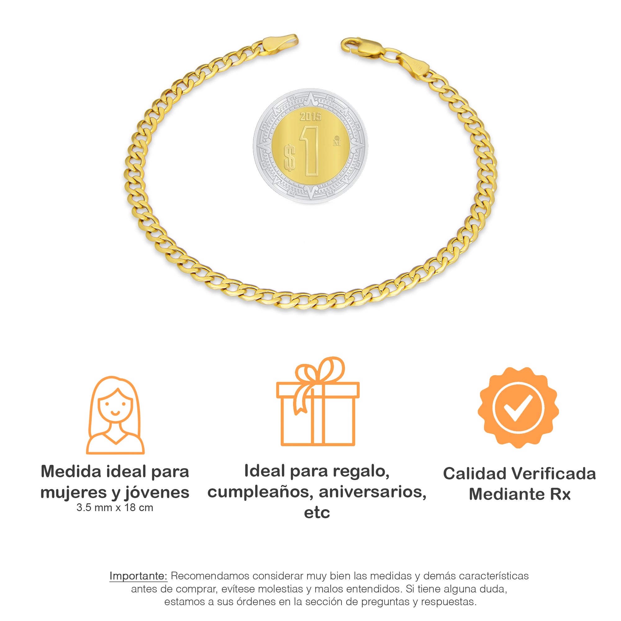 LPEPD009 Pulsera para Dama Oro Sólido 10K Mod Fígaro 1x0 Lisa Súper Ligera 3.5 mm x 18 cm 4287237296