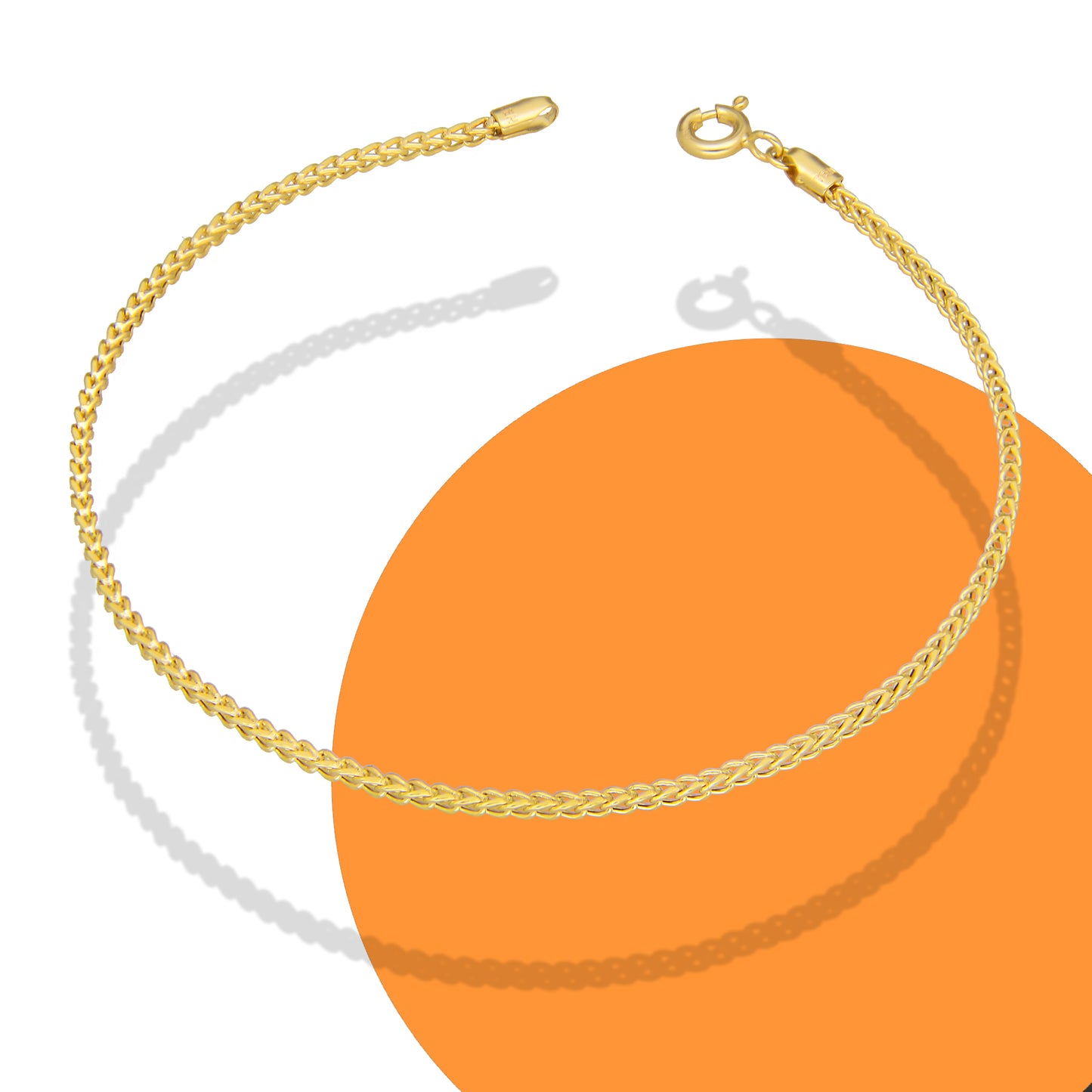 LPEPD015 Pulsera para Dama Oro Sólido 10K Mod Espiga Cuadrada Súper Ligera 1.5 mm x 18 cm 2531192837