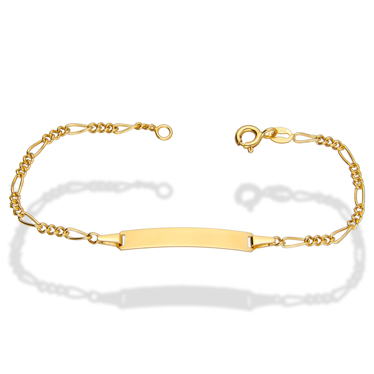 LPEPN001 Pulsera Esclava Oro Sólido 10K Mod Fígaro 3*1 Diam 2 mm x 14 cm