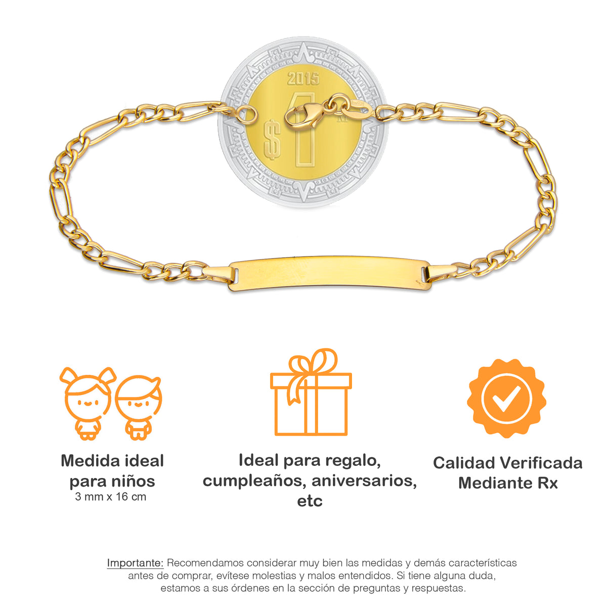 LPEPN002 Pulsera Esclava Oro Sólido 10K Mod Fígaro 3*1 Diam 3 mm x 16 cm