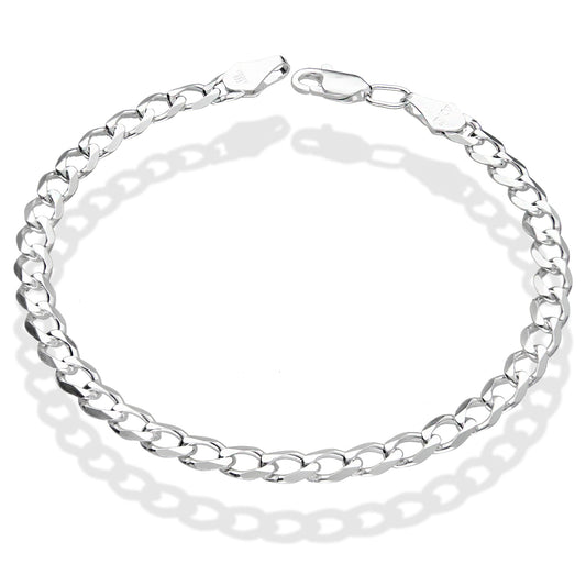 LPPC032 Pulsera Cubana Americana Lisa 5 mm x 21 cm Plata Ley .925 Taxco Gro 1370064226