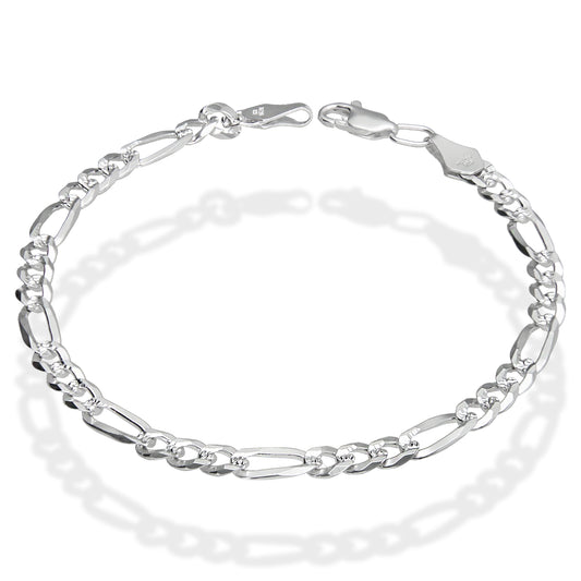 LPPC046 Pulsera Figaro Cub Mod 3x1 4.8 mm x 20 cm en Plata .925 Taxco Gro 1499220805