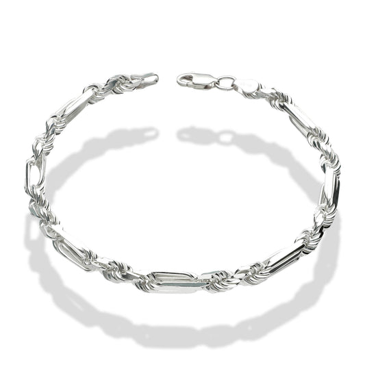 LPPC071 Pulsera Torsal Fígaro 5 Mm X 20 Cm Plata Ley .925, Taxco Gro 1815177074