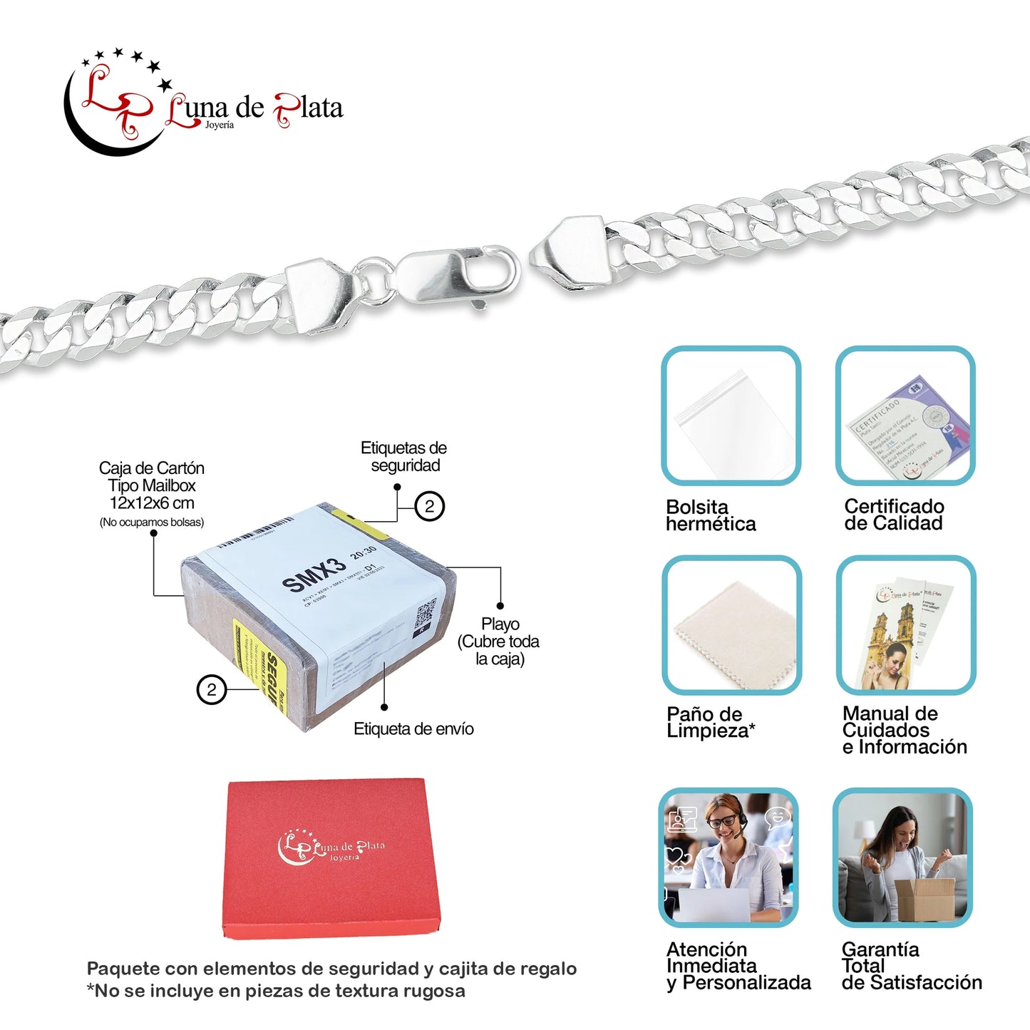 LPPC087-19 Pulsera Esclava San Judas Con Eslabones Cubano Americano 7 mm x 19 cm en Plata .925