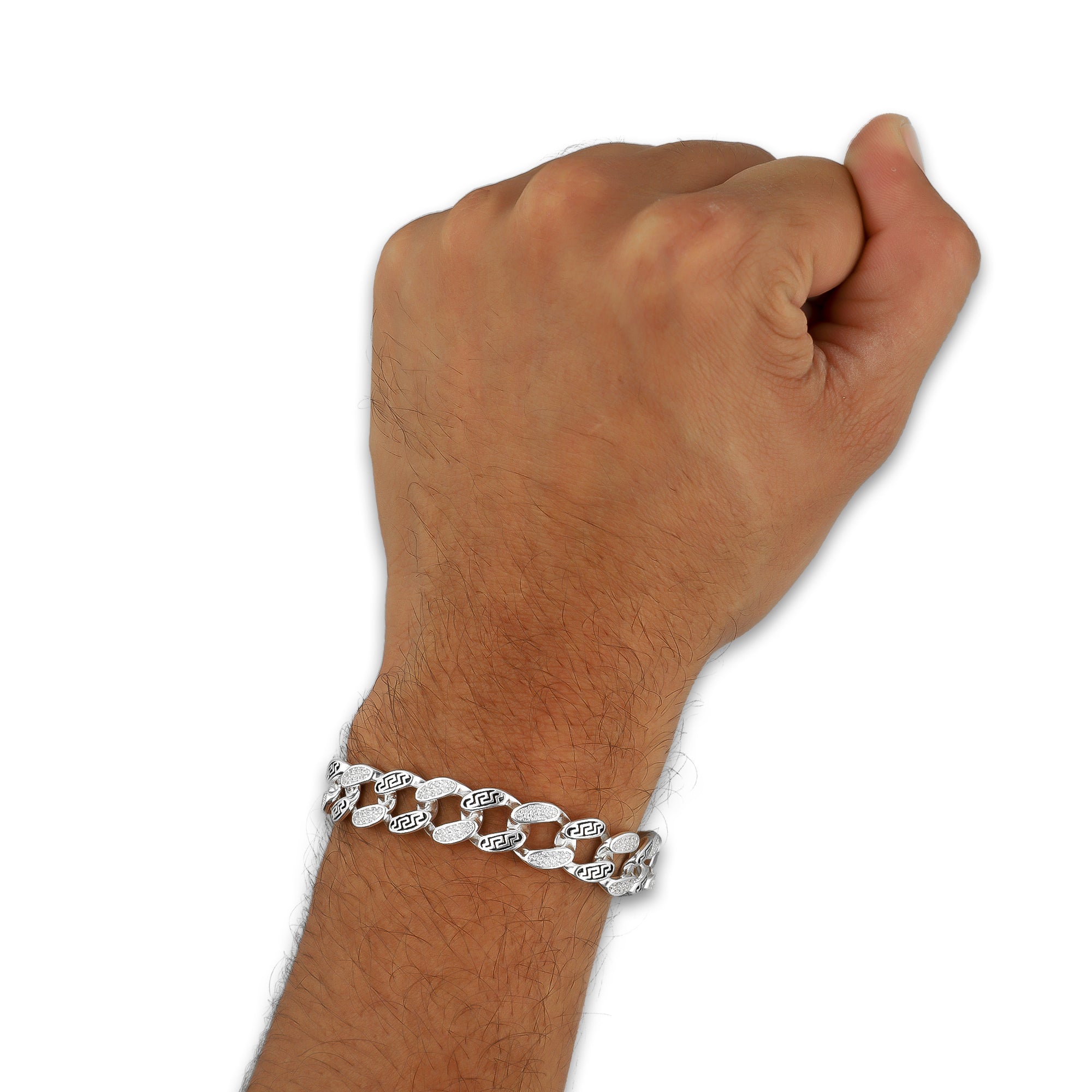 LPPC087 Pulsera Grecas 10 mm x 19 cm en Plata Ley .925