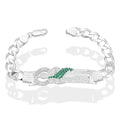 LPPC088-20 Pulsera Esclava San Judas Con Eslabones Cubano Americano 9 mm x 20 cm en Plata .925
