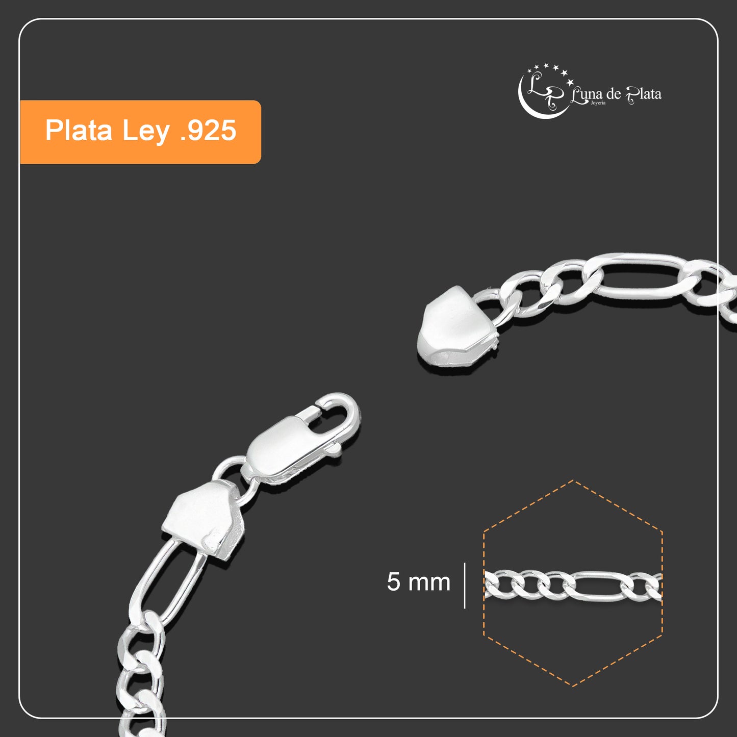 LPPC089-18 Pulsera Esclava San Judas Con Eslabones Mod 3*1 5 mm x 18 cm en Plata .925