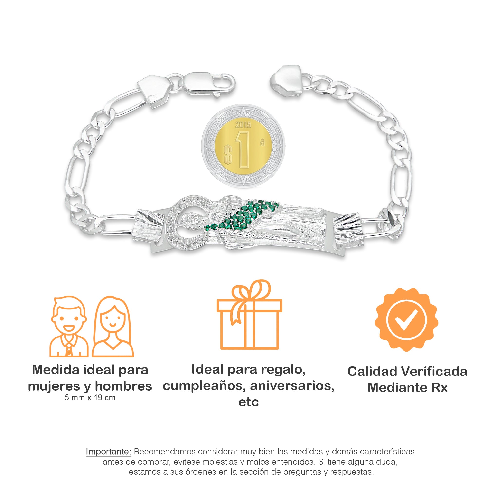 LPPC089-19 Pulsera Esclava San Judas Con Eslabones Mod 3*1 5 mm x 19 cm en Plata .925
