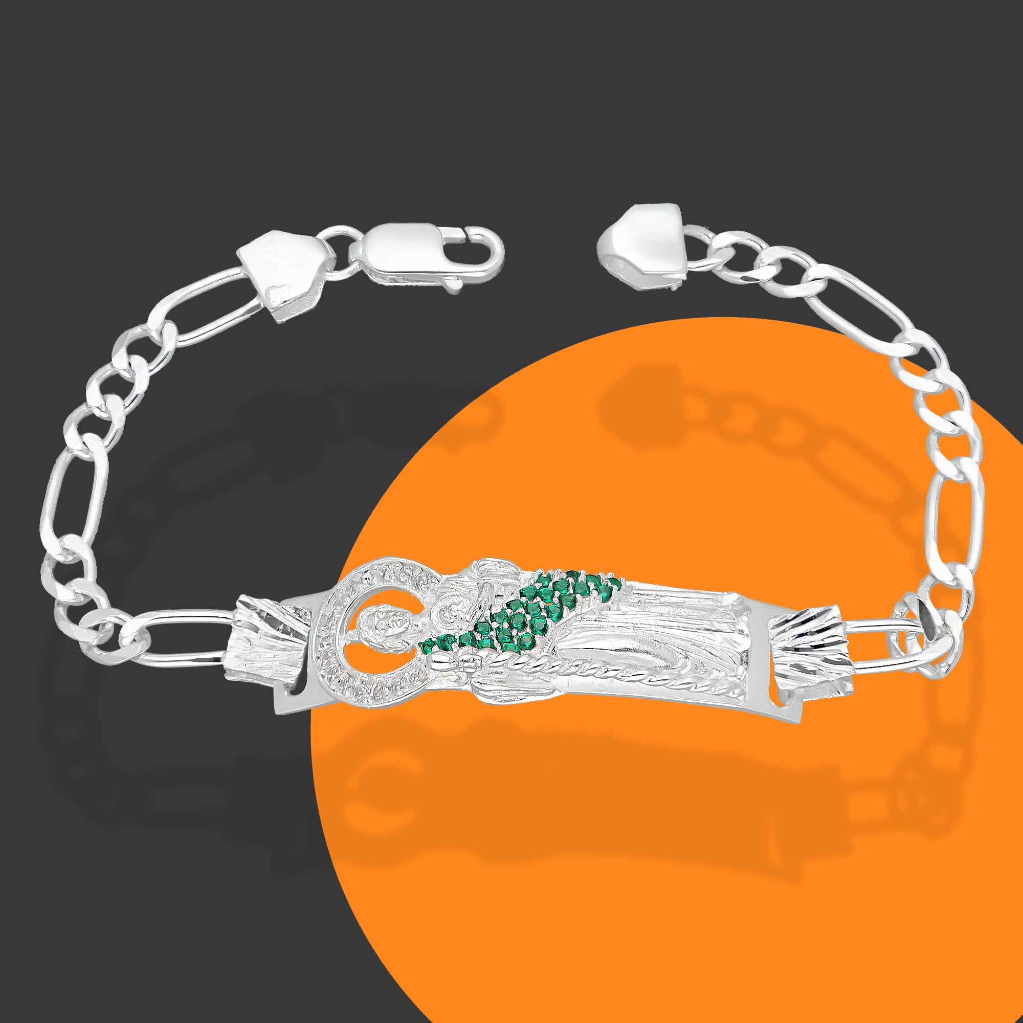 LPPC089-19 Pulsera Esclava San Judas Con Eslabones Mod 3*1 5 mm x 19 cm en Plata .925