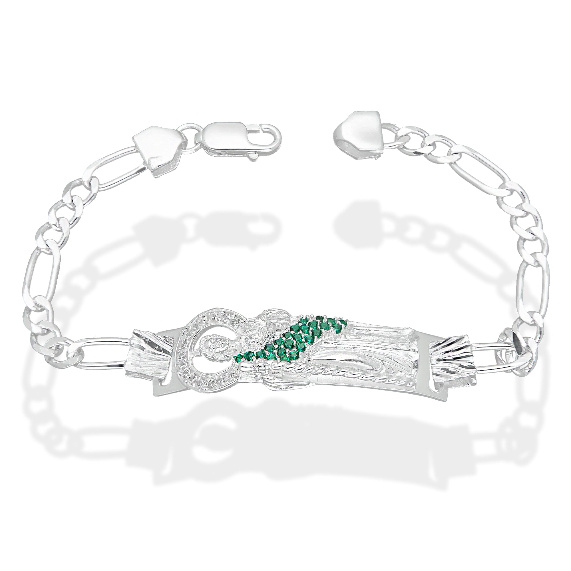 LPPC089-21 Pulsera Esclava San Judas Con Eslabones Mod 3*1 5 mm x 21 cm en Plata .925