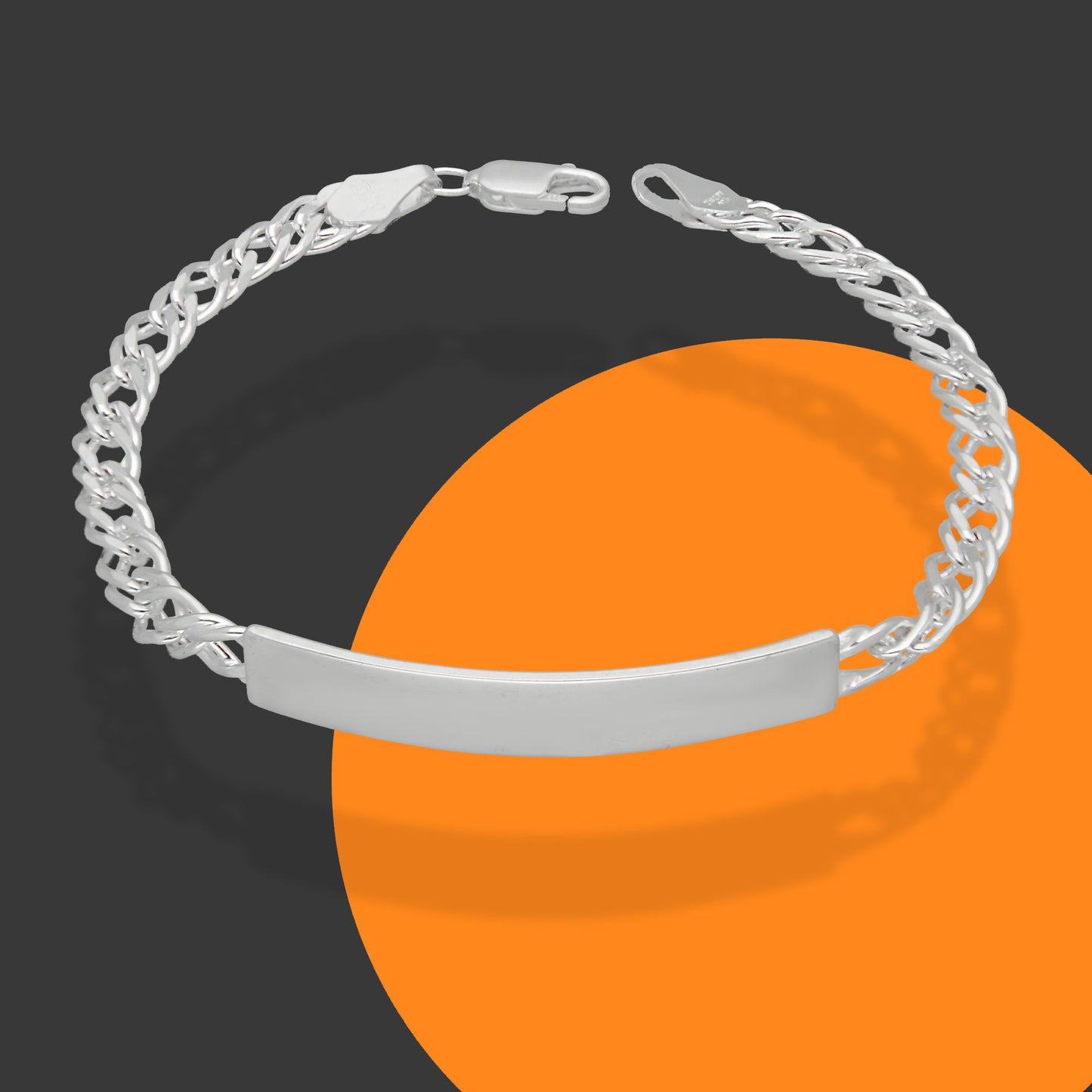 LPPC092 Pulsera Esclava Doble Rombo 5 mm x 20 cm en Plata .925