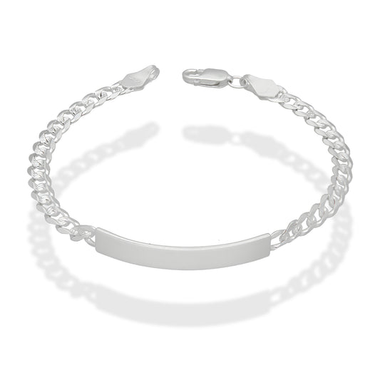 LPPC093 Pulsera Esclava Cubana Diamantada 5 mm x 19 cm en Plata .925