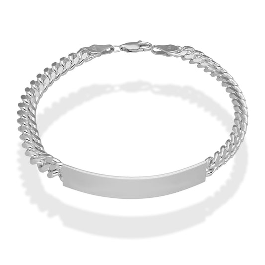 LPPC094 Pulsera Esclava Cubana Lisa 6 mm x 22 cm en Plata .925