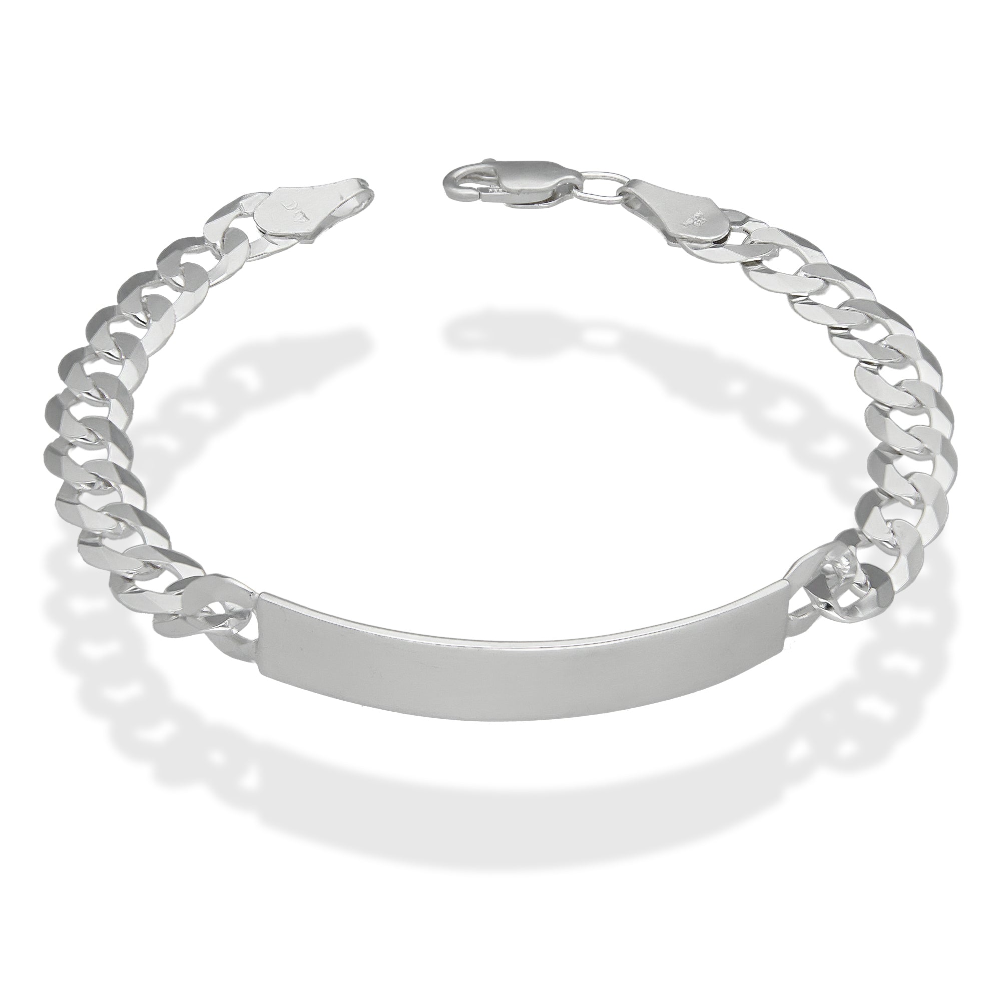 LPPC095 Pulsera Esclava Cubana Americana Lisa 8 mm x 22 cm en Plata .925
