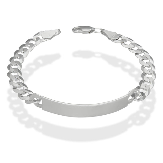 LPPC095 Pulsera Esclava Cubana Americana Lisa 8 mm x 22 cm en Plata .925