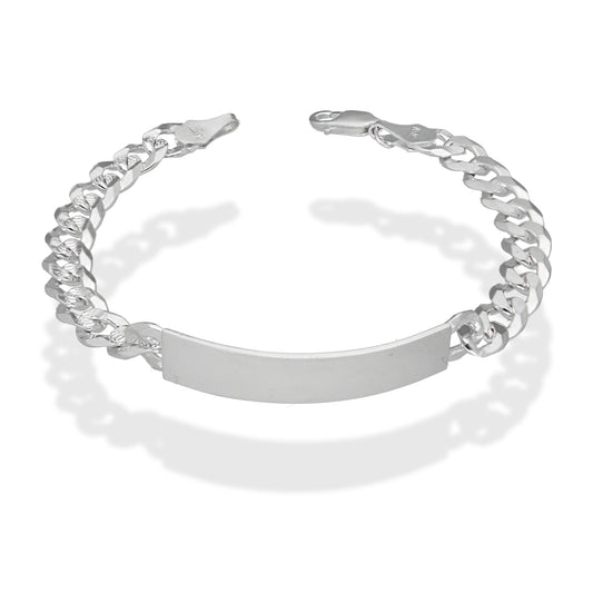 LPPC097 Pulsera Esclava Cubana Americana Diamantada 8 mm x 22 cm en Plata .925