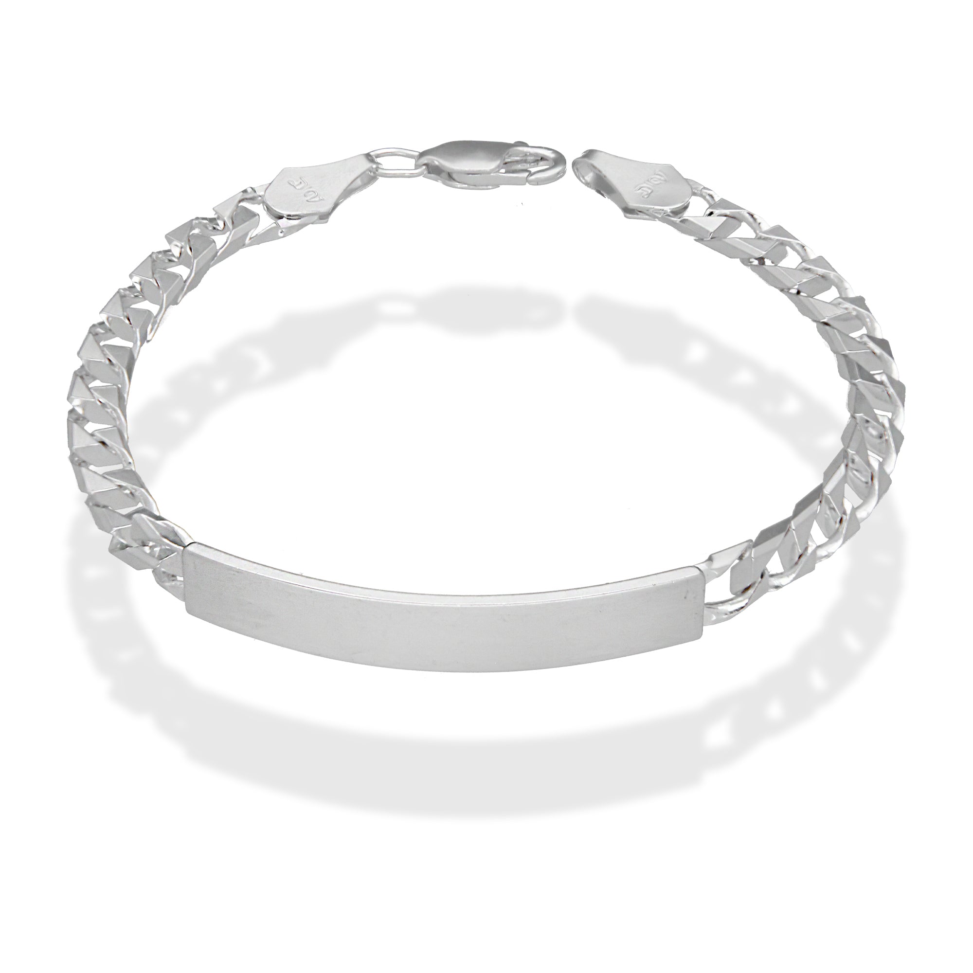 LPPC098 Pulsera Esclava Cubana Eslabón Cuadrado 5 mm x 20 cm en Plata .925