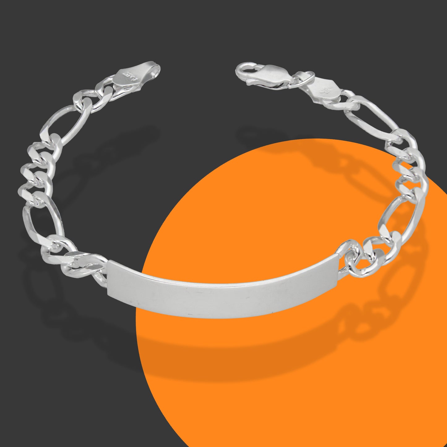 LPPC102 Pulsera Esclava Fígaro 3*1 Lisa 7 mm x 21.5 cm en Plata .925