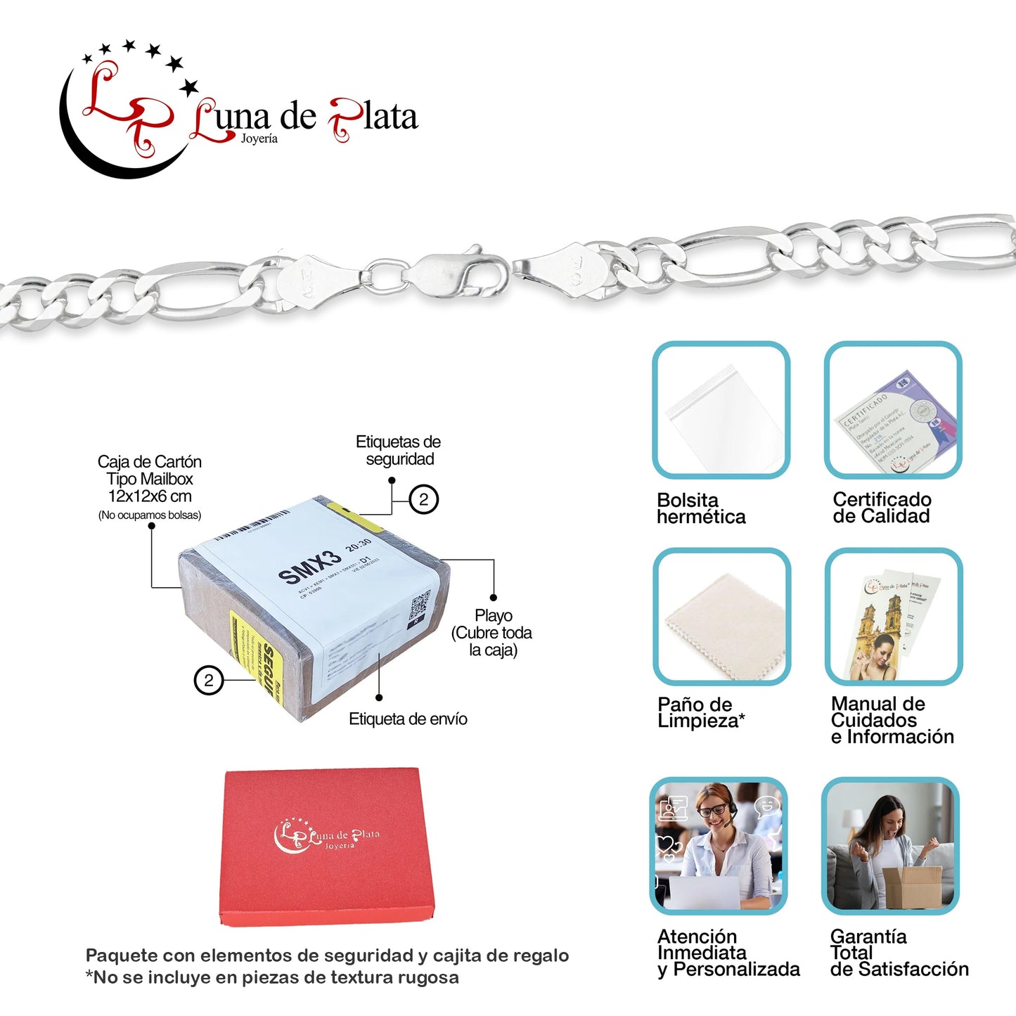 LPPC102 Pulsera Esclava Fígaro 3*1 Lisa 7 mm x 21.5 cm en Plata .925
