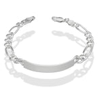 LPPC102 Pulsera Esclava Fígaro 3*1 Lisa 7 mm x 21.5 cm en Plata .925