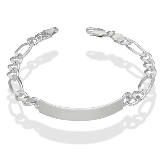 LPPC102 Pulsera Esclava Fígaro 3*1 Lisa 7 mm x 21.5 cm en Plata .925