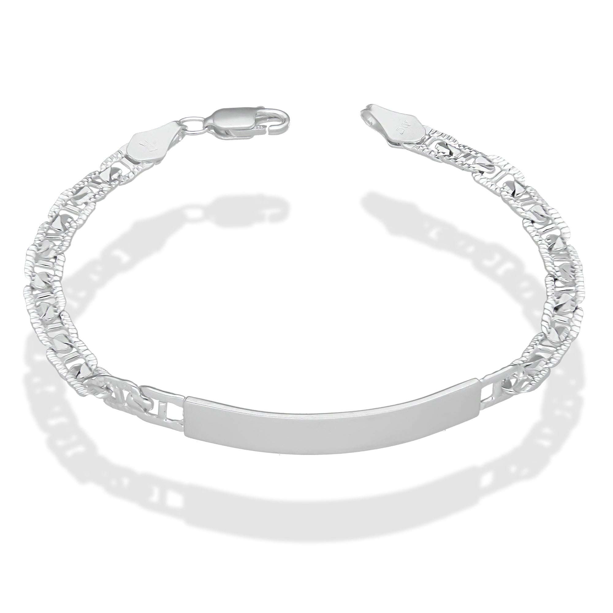 LPPC104 Pulsera Esclava Gusi Diamantada Text 5 mm x 19 cm en Plata .925