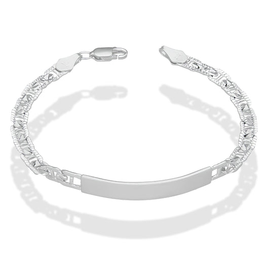 LPPC104 Pulsera Esclava Gusi Diamantada Text 5 mm x 19 cm en Plata .925
