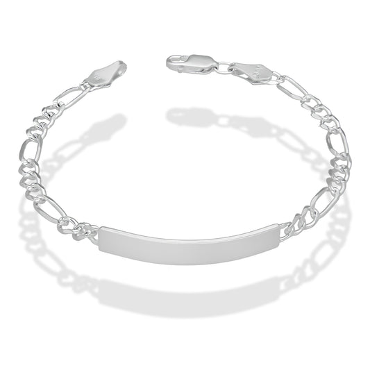 LPPC105 Pulsera Esclava Fígaro 3*1 Diamantada 4 mm x 19 cm en Plata .925