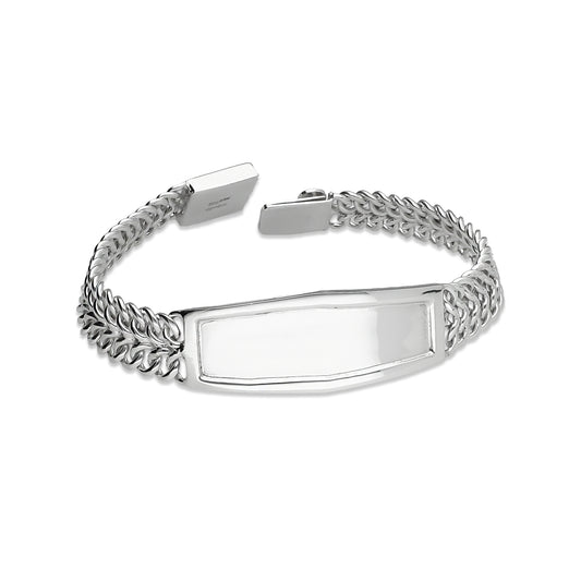 LPPC106 Pulsera Esclava Petatillo Ancha Placa con Bisel 20 cm en Plata .925 2425157931