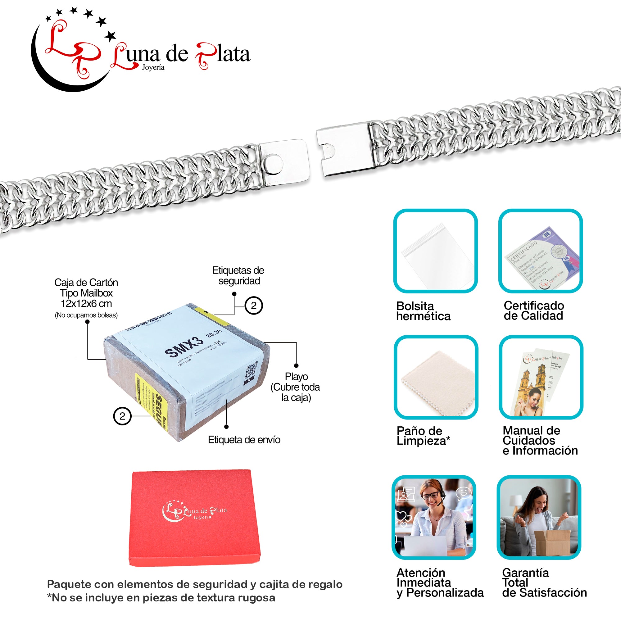 LPPC107 Pulsera Esclava Petatillo Ancha Placa con Bisel 22 cm en Plata .925 2425223313
