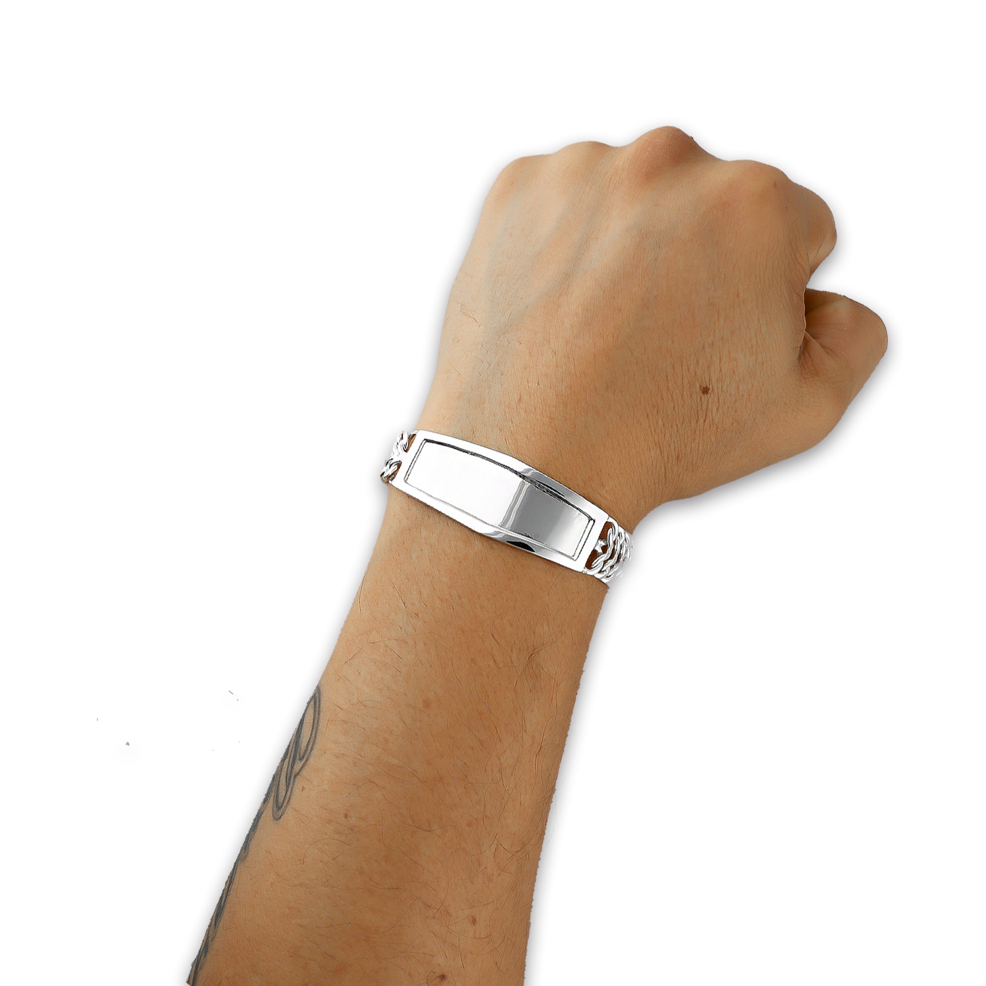LPPC108 Pulsera Esclava Petatillo Ancha Placa con Bisel Personalizada 20 cm en Plata .925 4012318532