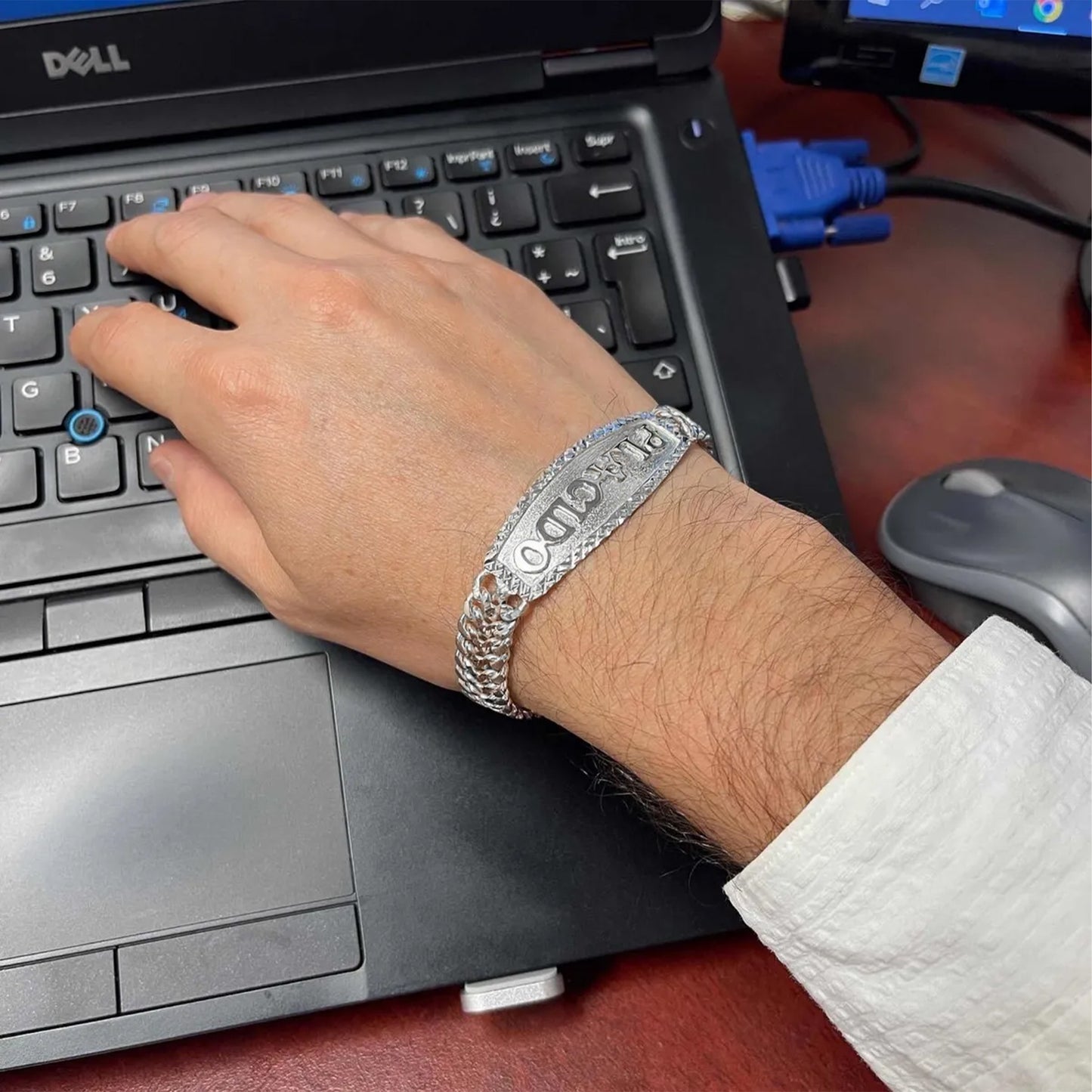 LPPC109 Pulsera Esclava Petatillo Ancha Placa con Bisel Personalizada 22 cm en Plata .925 2425019391