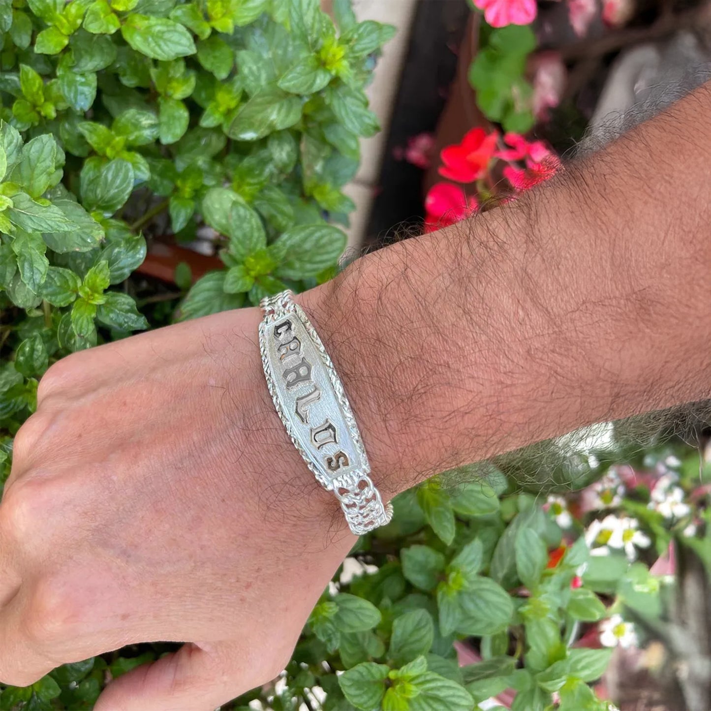 LPPC109 Pulsera Esclava Petatillo Ancha Placa con Bisel Personalizada 22 cm en Plata .925 2425019391