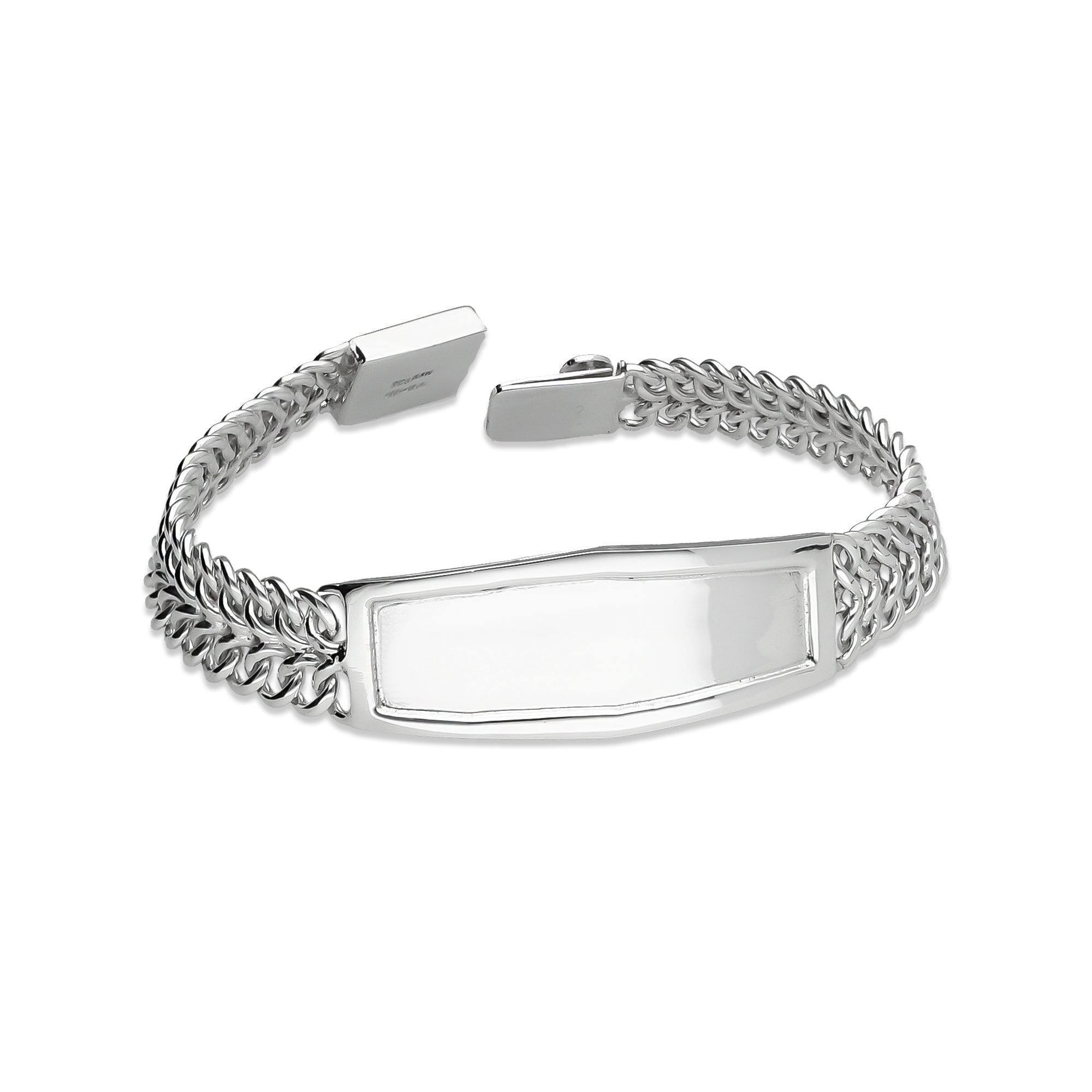 LPPC109 Pulsera Esclava Petatillo Ancha Placa con Bisel Personalizada 22 cm en Plata .925 2425019391
