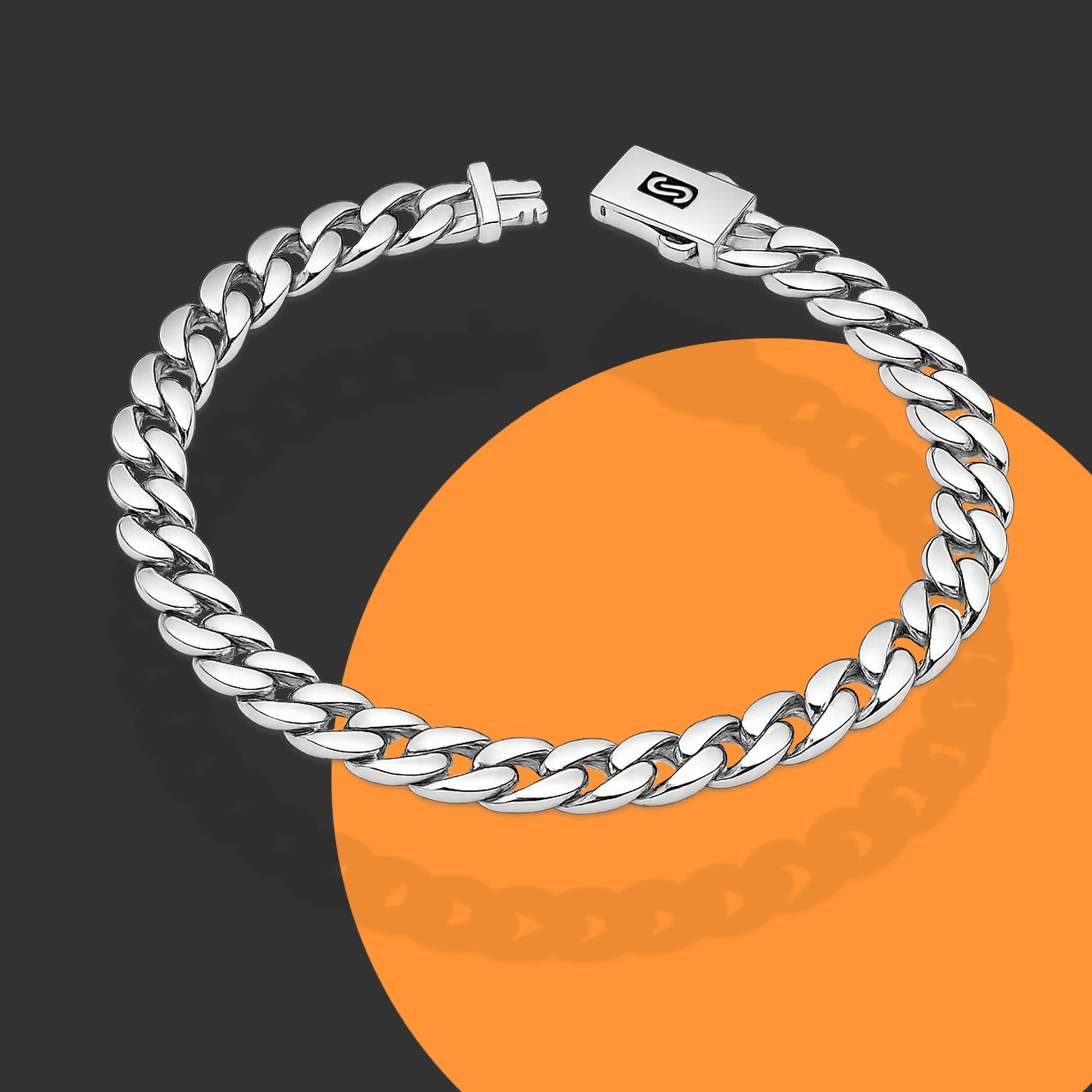 LPPC110 Pulsera Caballero Mona Cubana Lisa 9 mm x 19 cm en Plata .925 Taxco Gro 2932416835