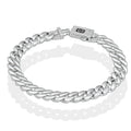 LPPC112 Pulsera Caballero Mona Cubana Lisa Broche con Zirconias 9 mm x 21 cmen Plata .925 Taxco Gro 2932372037