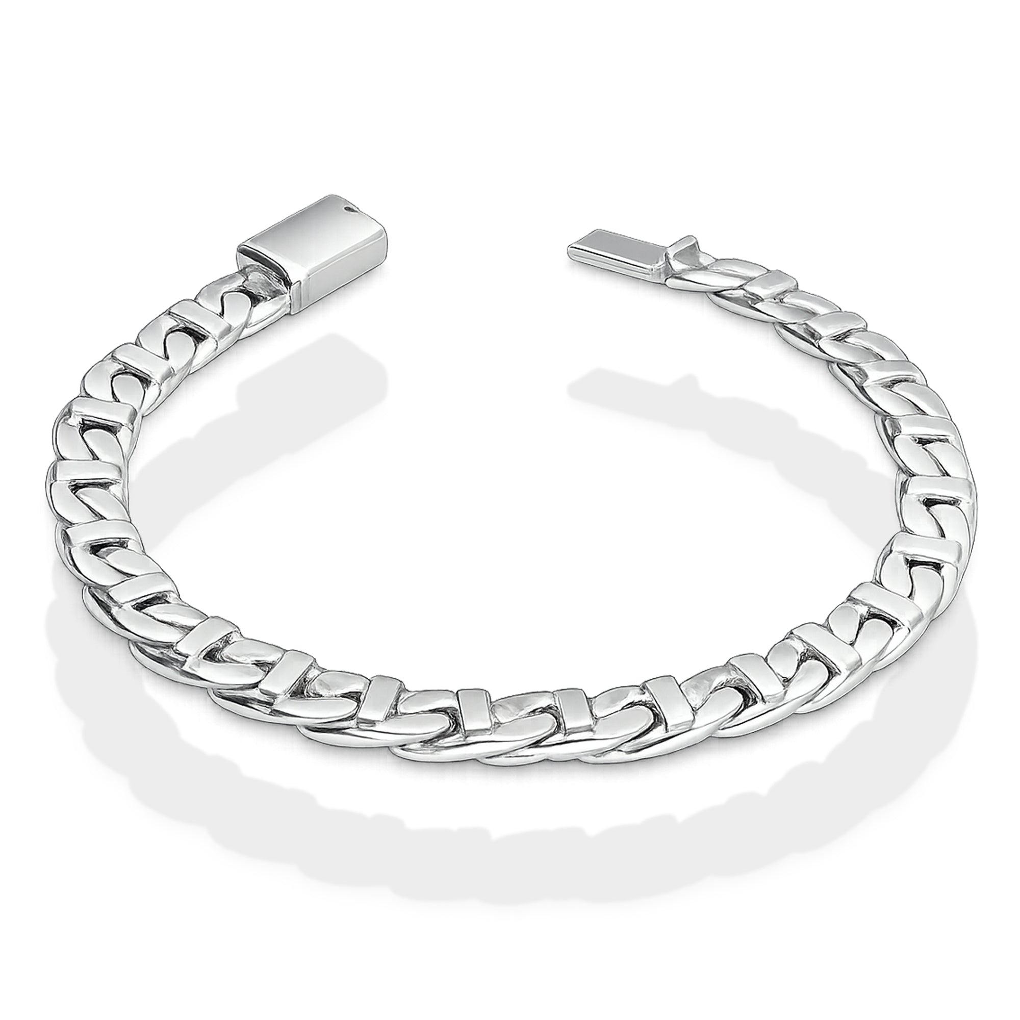 LPPC113 Pulsera Caballero Cubana Figaruchi Lisa Broche de Caja 6 mm x 18 cm en Plata .925 Taxco Gro 2932416833