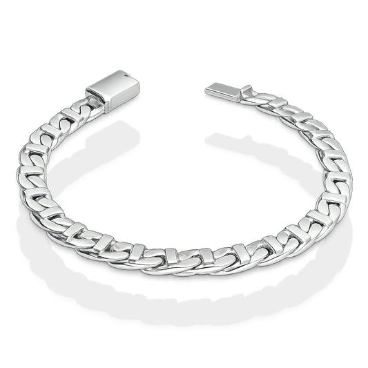 LPPC113 Pulsera Caballero Cubana Figaruchi Lisa Broche de Caja 6 mm x 18 cm en Plata .925 Taxco Gro 2932416833